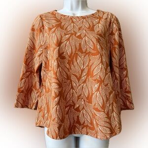 Chico’s NWOT russet & leaf print 3/4 sleeve cotton stretch tee top 1 / M lovely!
